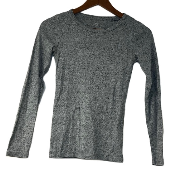 J. Crew Women's XS Perfect Fit Long Sleeve Shirt Cotton Heathered Gray - Picture 2 of 7
